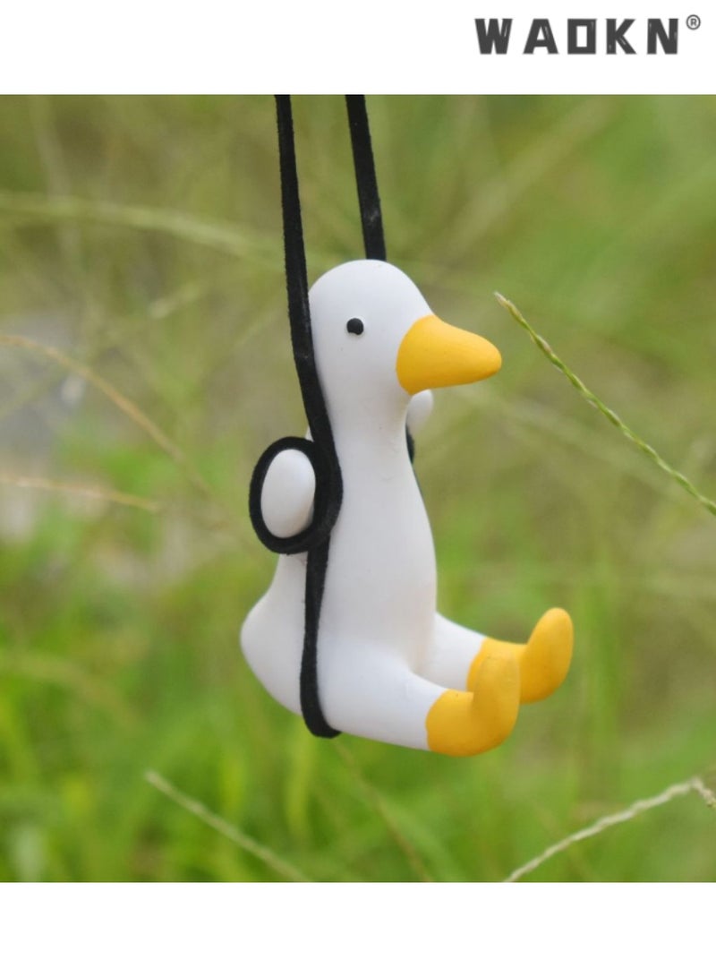 دبليو أيه أو كي أن لطيف بطة مرآة الرؤية الخلفية قلادة ، والسيارات الداخلية ، اكسسوارات بطة لعوب ، هدية مثالية لعشاق السيارات ، إضافة سحر لسيارتك ، سهلة التركيب ، آمنة وأنيقة - Image 4