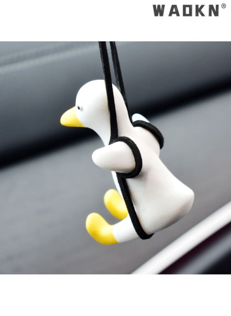 دبليو أيه أو كي أن لطيف بطة مرآة الرؤية الخلفية قلادة ، والسيارات الداخلية ، اكسسوارات بطة لعوب ، هدية مثالية لعشاق السيارات ، إضافة سحر لسيارتك ، سهلة التركيب ، آمنة وأنيقة - Image 3