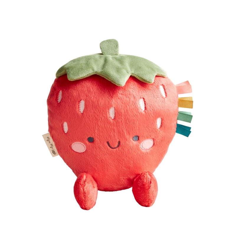 Itzy Ritzy Snuggles Plush Toy Soft Stuffed Animal for Babies Kids Adults Sensory Ribbons Textured Fabrics for Tactile Play Cozy Cuddly Companion for Newborns Up Strawberry - Image 2