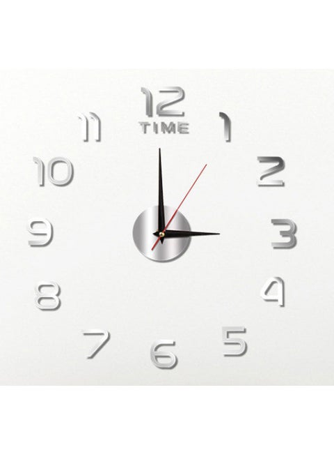 DIY Wall Clock Frameless Mirror Numbers Wall Stickers for Home  Office Decorations (40CM), Silver