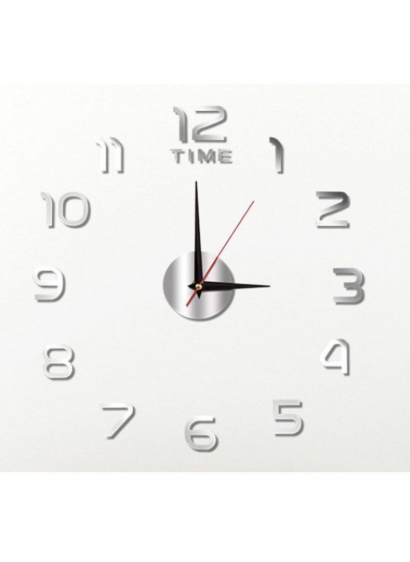 Generic - DIY Wall Clock Frameless Mirror Numbers Wall Stickers for Home  Office Decorations (40CM), Silver - Image 1