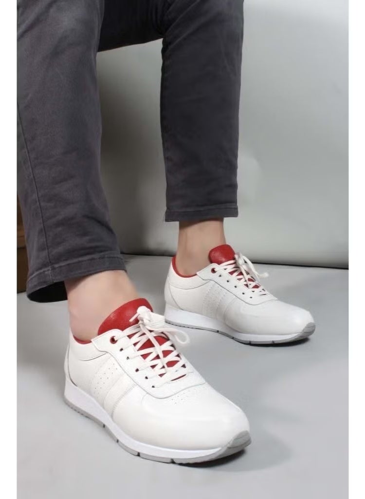 Fast Step Men's Genuine Leather Sneakers Casual Comfortable Sports Walking Casual Lace-Up Shoes White 951ma555 - Image 2