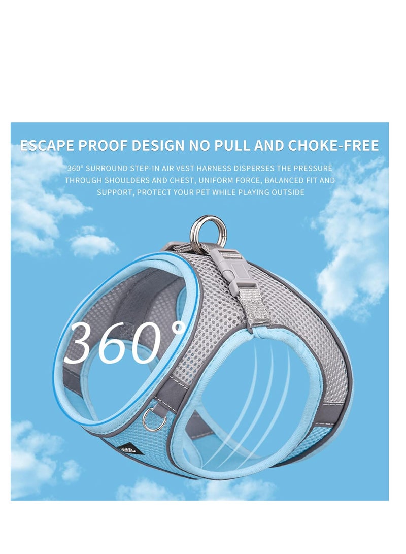 SYOSI No Pull Dog Harness and Leash Set Step in Adjustable Dog Harness with Padded Vest for All Weather Dog Leash with Soft Padded Handle  Easy to Put on Small and Medium Dogs Blue S - Image 3