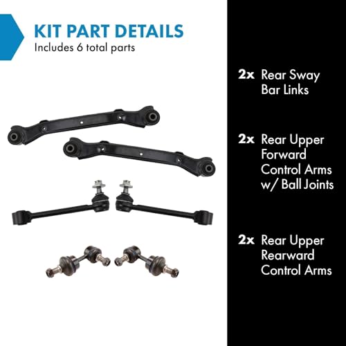 TRQ Rear Suspension Kit Control Arm Control Arm with Ball Joint Sway Bar Stabilizer Link Compatible with 2015-2017 Hyundai Azera 2011-2014 Sonata 2014-2015 Kia Cadenza 2012-2016 Optima - Image 2