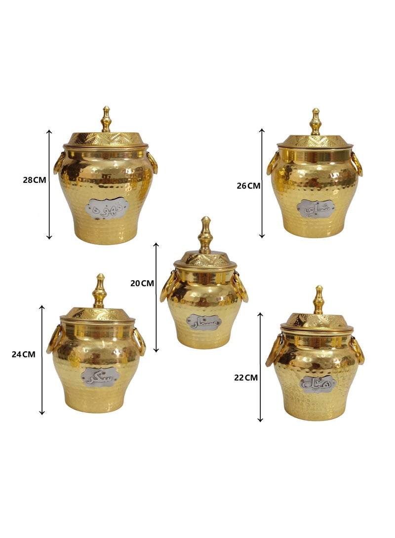 ART Canisters Sets for the Kitchen Counter, 5 Piece Stainless Steel Canisters with Air Tight Lids, Airtight Food Storage Containers for Tea Coffee Sugar Tea Gold - Image 2