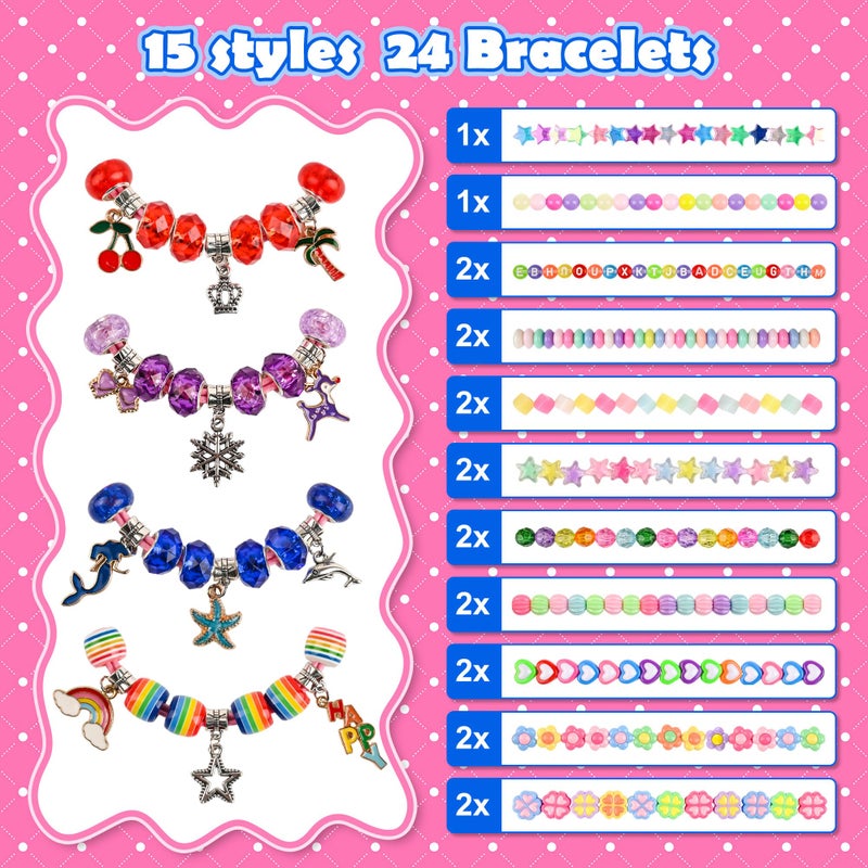 Ulema 24 Pack Return Gifts Charm Bracelet Jewelry Making Kit Birthday Valentine's Day Gifts for Friends - Image 3