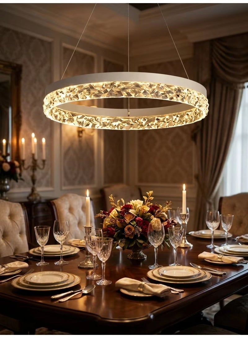 SageLiving Modern White LED Ring Chandelier, 50W Smart Dimmable Ceiling Pendant Light with APP & IR Remote Control, Adjustable 3000K/4000K/6500K, Contemporary Hanging Light for Living Room, Dining Room, Bedroom - Image 5