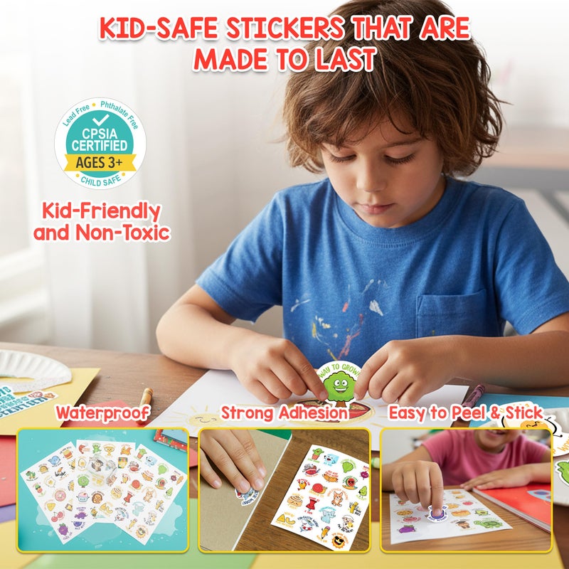Decorably 900 Punny Teacher Stickers for Kids Classroom - 45 Sheets with 60 Fun and Colorful Designs for Classroom Activities, Positive Reinforcement, Arts & Crafts, Scrapbooking, Gift - Image 4