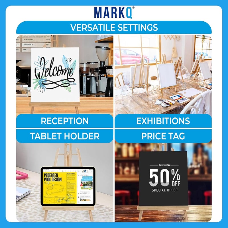 MARKQ حامل لوحات MARKQ الخشبي 50 سم | حامل عرض طاولة مصغر مصنوع من الخشب الصلب | قابل للطي، موفر للمساحة لعرض اللوحات، الأعمال الفنية، الصور، مشاريع فنون الأطفال والحرف اليدوية - Image 4