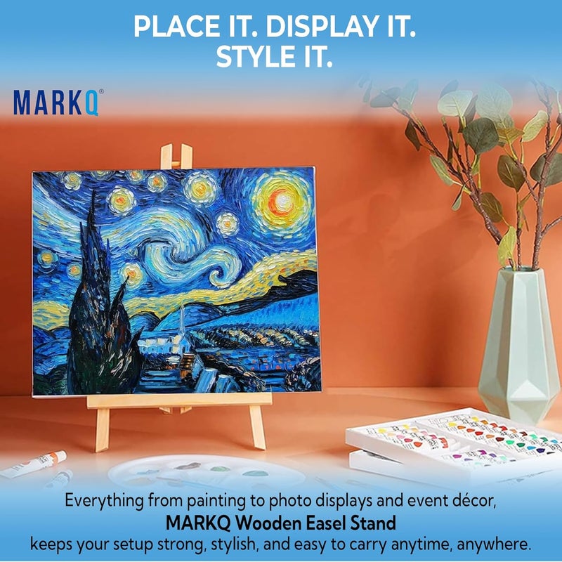MARKQ حامل لوحات MARKQ الخشبي 50 سم | حامل عرض طاولة مصغر مصنوع من الخشب الصلب | قابل للطي، موفر للمساحة لعرض اللوحات، الأعمال الفنية، الصور، مشاريع فنون الأطفال والحرف اليدوية - Image 5