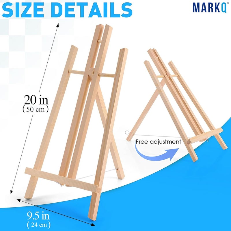 MARKQ حامل لوحات MARKQ الخشبي 50 سم | حامل عرض طاولة مصغر مصنوع من الخشب الصلب | قابل للطي، موفر للمساحة لعرض اللوحات، الأعمال الفنية، الصور، مشاريع فنون الأطفال والحرف اليدوية - Image 2