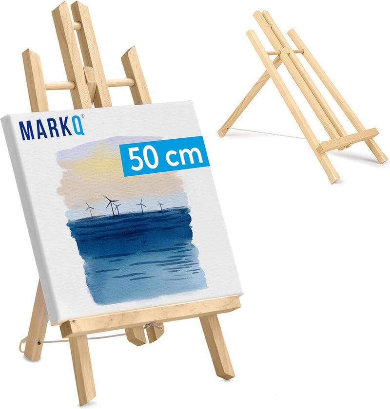 MARKQ حامل لوحات MARKQ الخشبي 50 سم | حامل عرض طاولة مصغر مصنوع من الخشب الصلب | قابل للطي، موفر للمساحة لعرض اللوحات، الأعمال الفنية، الصور، مشاريع فنون الأطفال والحرف اليدوية - Image 1