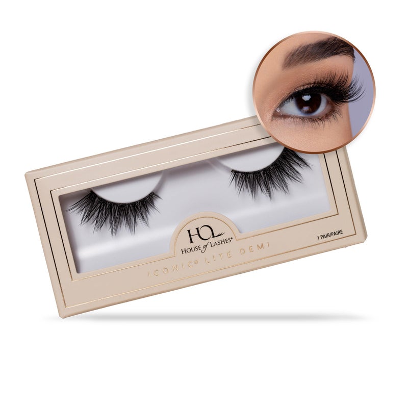 House of Lashes Iconic Lite Demi - Comfortable Fake Eyelashes for Bold Cat-Eye Look, Easy and Reusable Faux Mink Lashes for All Eye Shapes - Image 1