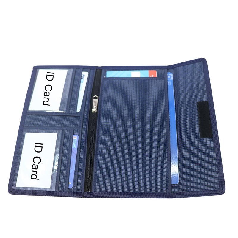 ANG Cheque Book Holder Passport Passbook Holder, Ladies & Gents Wallet Credit and Debit Card Holder Slots with Zipper Matte Cloth Pink Colour Use for Men & Women… (Blue) - Image 4