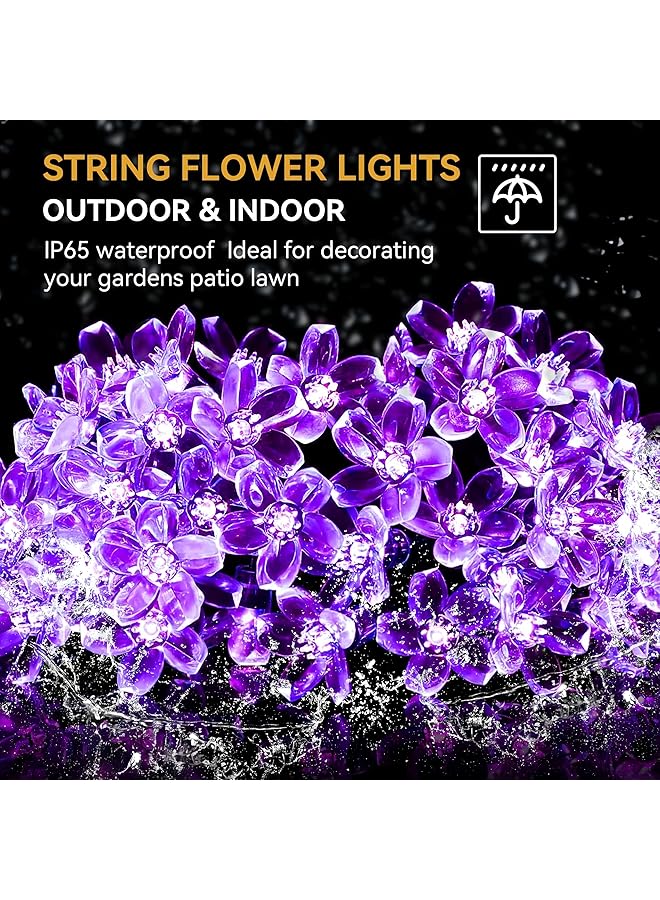 erorex 2Pack String Light Battery And Usb Powered 19.6Ft 6M Purple 40Led Cherry Blossom String Light Indoor Outdoor Decoration Ideal For Garden Birthday Wedding Party - Image 2