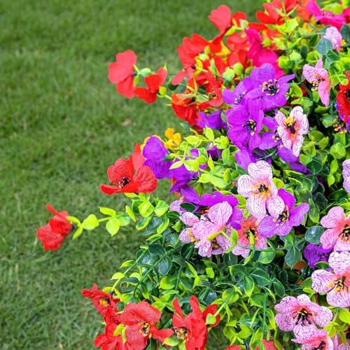 CLEANGOR 12 Bundles Artificial Flowers for Outdoors, UV Resistant Artificial Outdoor Plants, Fake Daisy with Eucalyptus Leaves, for Spring Summer Garden, Porch, Window Box, Home Decor (6 Color) - Image 3