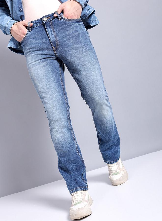 The Indian Garage Co Men Mid Wash Stretchable Jeans - Image 1