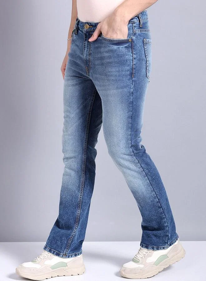 شركة المرآب الهندية جينز مطاطي بغسيل متوسط