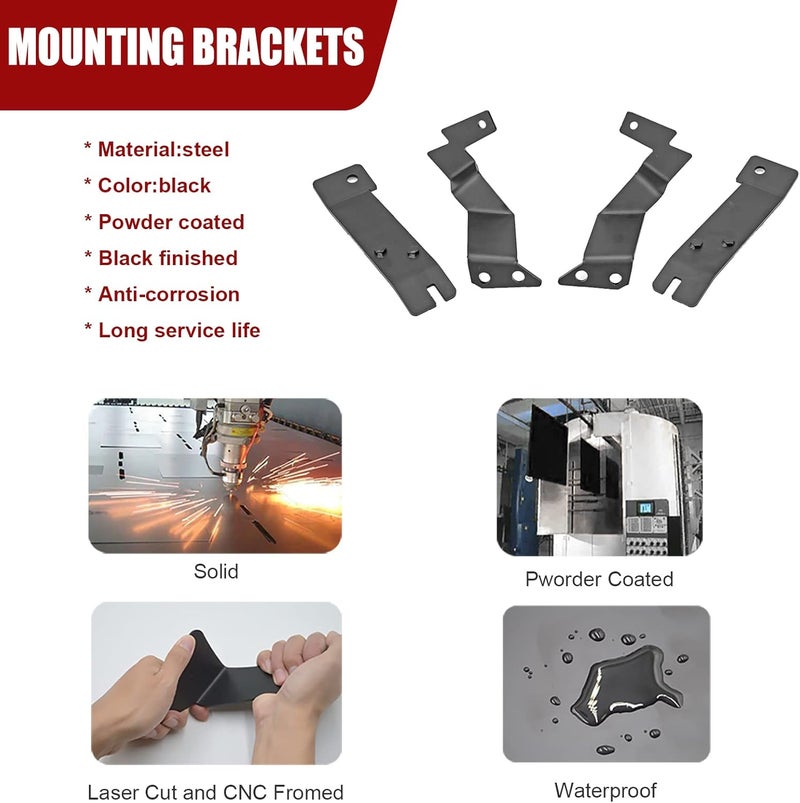 Wsays XJMOTO Upper Hood Hinge A-Pillar LED Pod Mount Bracket for 2011-2016 Ford F250 F350 Super Duty - Image 3