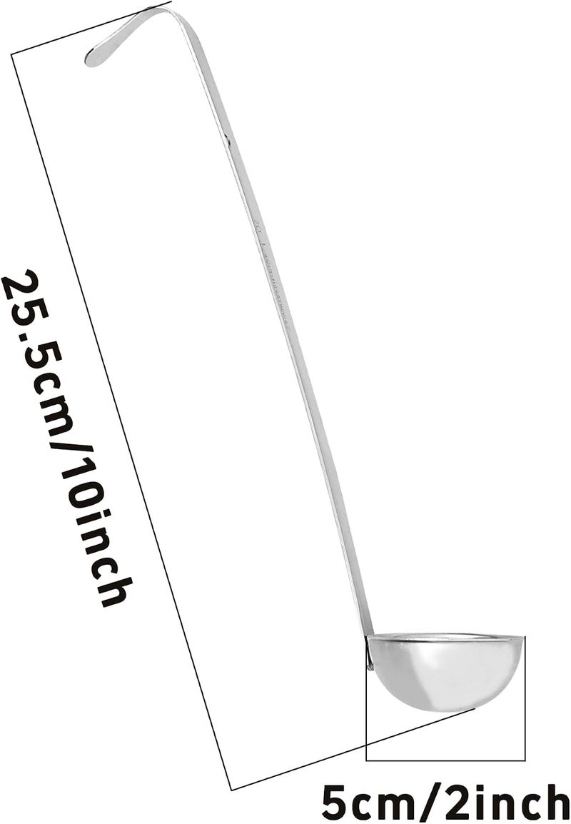 AUXBC 2Pcs 1oz Stainless Steel Soup Ladle, Long Handle Ladles with Pouring Rim for Cooking, Serving Soup, Sauce, Stew, Kitchen - Image 2