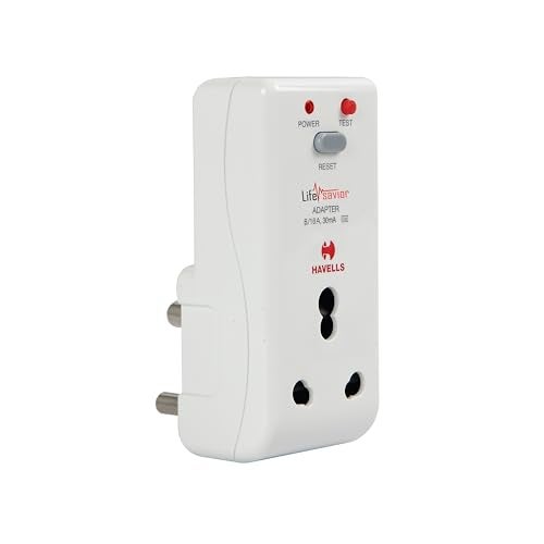 Havells محول هافيلز 16 أمبير 30 مللي أمبير PRCD (أبيض) - هيكل بلاستيكي، أمان تلقائي ضد الصدمات الكهربائية للأجهزة - حماية ذكية ومحسّنة ضد الصدمات الكهربائية، يتطلب دعم 16A MCB/فيوز، وفقًا لإرشادات IEC 61540. - Image 1