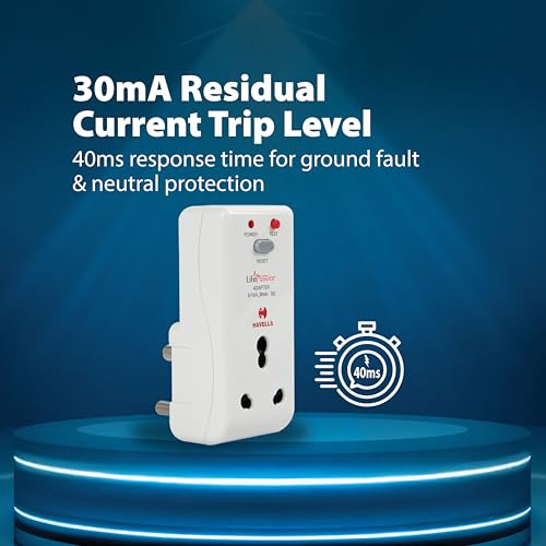 Havells محول هافيلز 16 أمبير 30 مللي أمبير PRCD (أبيض) - هيكل بلاستيكي، أمان تلقائي ضد الصدمات الكهربائية للأجهزة - حماية ذكية ومحسّنة ضد الصدمات الكهربائية، يتطلب دعم 16A MCB/فيوز، وفقًا لإرشادات IEC 61540. - Image 3