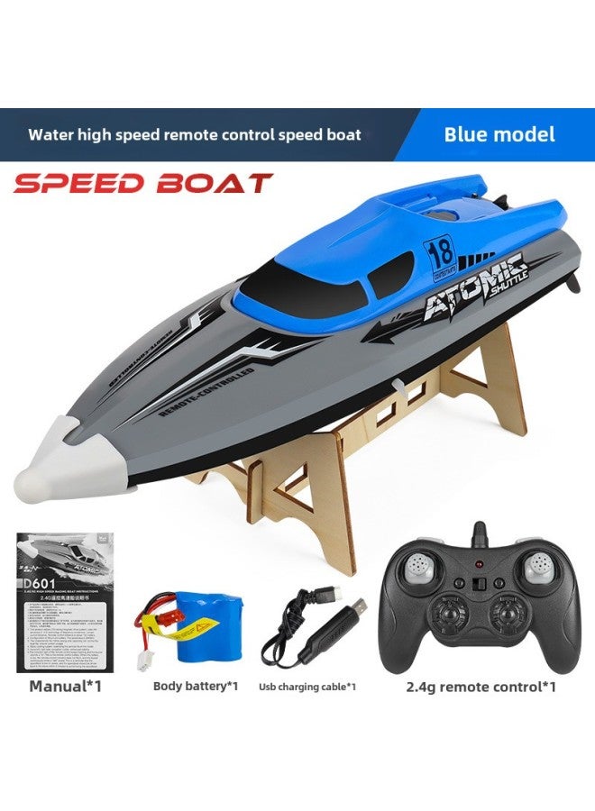 High-speed Remote Control Boat 2.4G Remote Control Electric Speedboat Capsize Reset Water Racing Children's Toy Boat-Color:Blue - Image 1