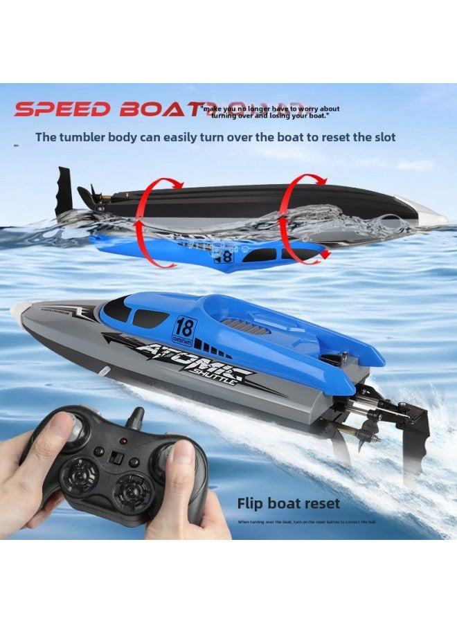 High-speed Remote Control Boat 2.4G Remote Control Electric Speedboat Capsize Reset Water Racing Children's Toy Boat-Color:Blue - Image 4