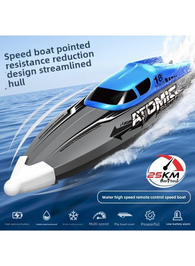 High-speed Remote Control Boat 2.4G Remote Control Electric Speedboat Capsize Reset Water Racing Children's Toy Boat-Color:Blue - Image 2