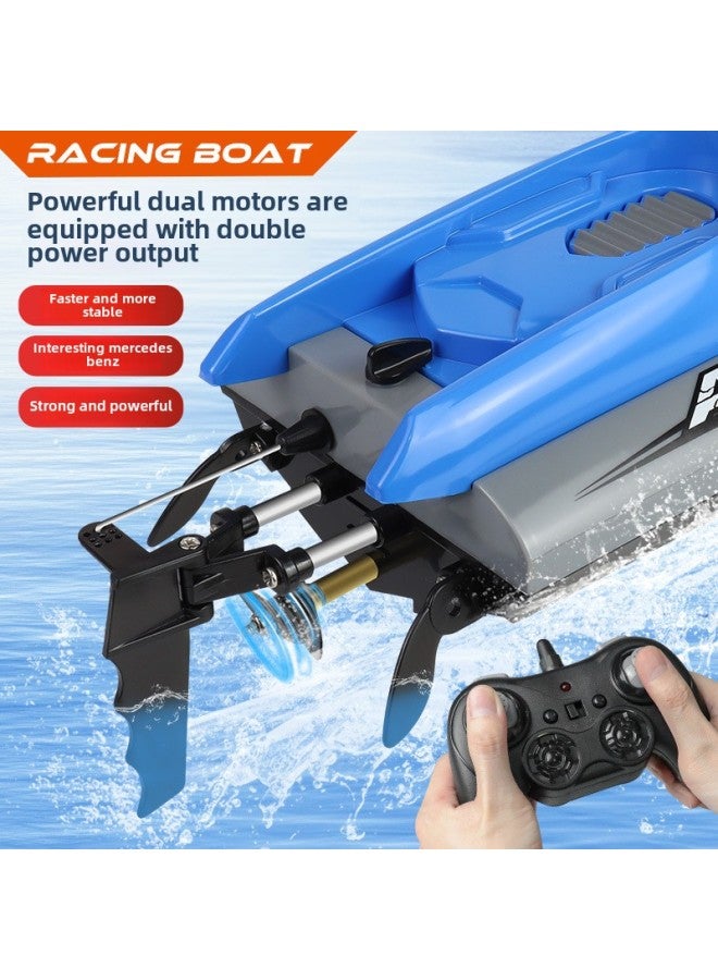 High-speed Remote Control Boat 2.4G Remote Control Electric Speedboat Capsize Reset Water Racing Children's Toy Boat-Color:Blue - Image 3