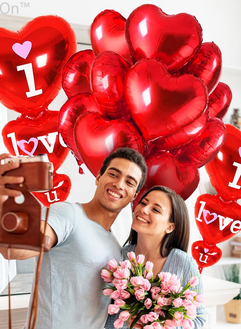 بيوينتي 20 قطعة بالونات حمراء على شكل قلب أحمر على شكل قلب بالونات تزيين الحفلات بالونات قلب رومانسية 18 بوصة مع مضخة نفخ وشريط - Image 3
