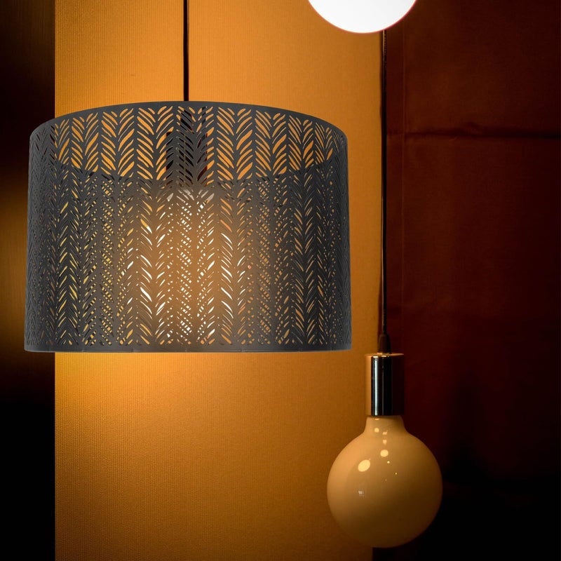 Iron Craft Hollow Carved Black Fir Leaf Metal Lampshade For Table Lamp Warm Eye Friendly Light - Image 4