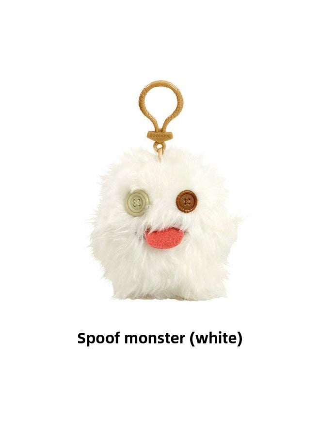 Key Pendant Genuine Big Teeth Teeth Monster Doll Teeth Treasure Ugly Adorable Monster Funny Plush Support One Generation-Color:Keychain - Spoof Monster (white)-Height:About 12cm  - Image 1