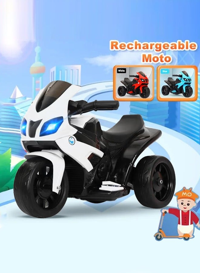 الحلم الأطفال الرياضة دراجة نارية 6V ركوب على دراجة نارية مع سباق اليد القدم الفرامل عجلة خفيفة الأطفال ركوب على لعب الأطفال دراجة كهربائية أبيض - Image 1