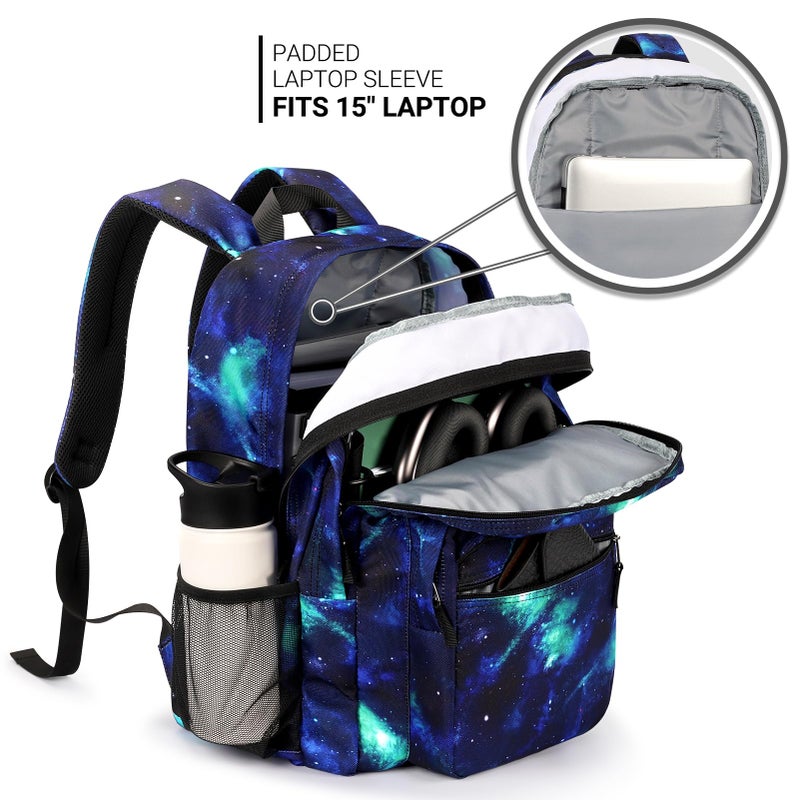 ZORFIN 26L Backpack for College, and Travel: Water Resistant Bookbag - Cyberspace Galaxy - Image 4