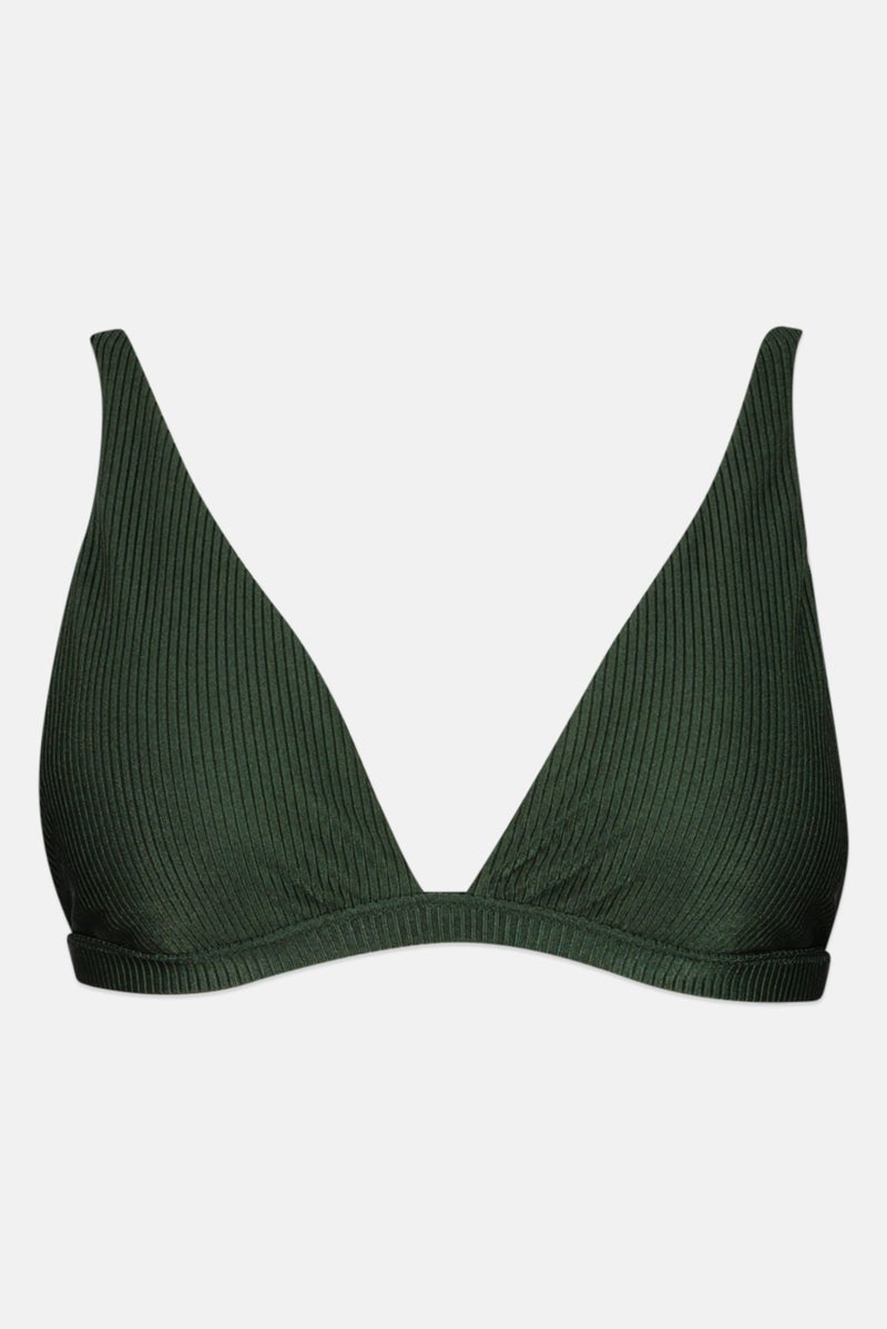 Aerie Women Padded Textured Bra, Dark Green  - Image 2