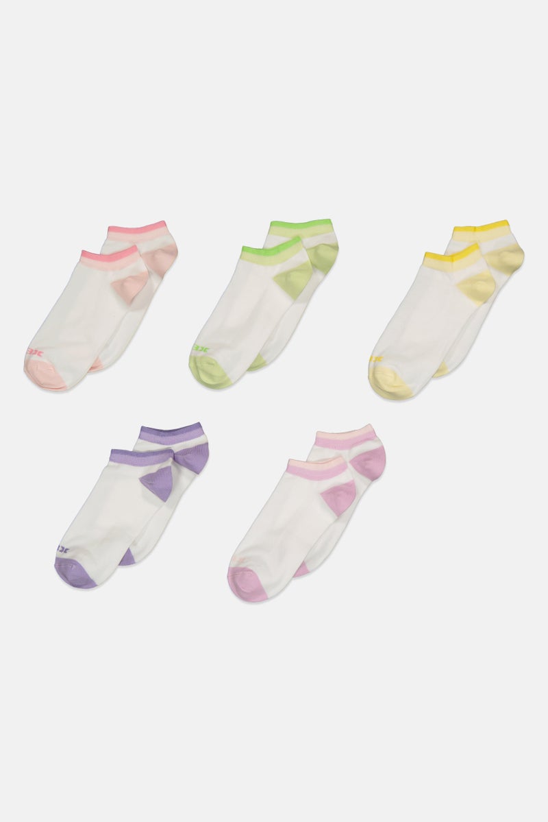 RBX Women 5 Pairs Brand Logo Outdoor Ankle Socks, Multicolor - Image 1