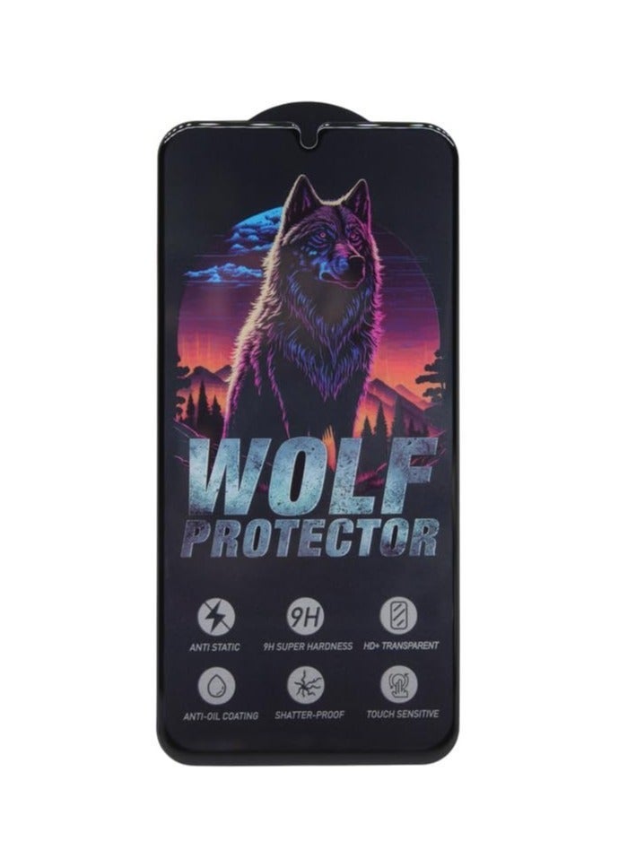 Wolf Protector Design Tempered Glass Screen Protector for Samsung Galaxy A34 - Clear & Black - Image 1