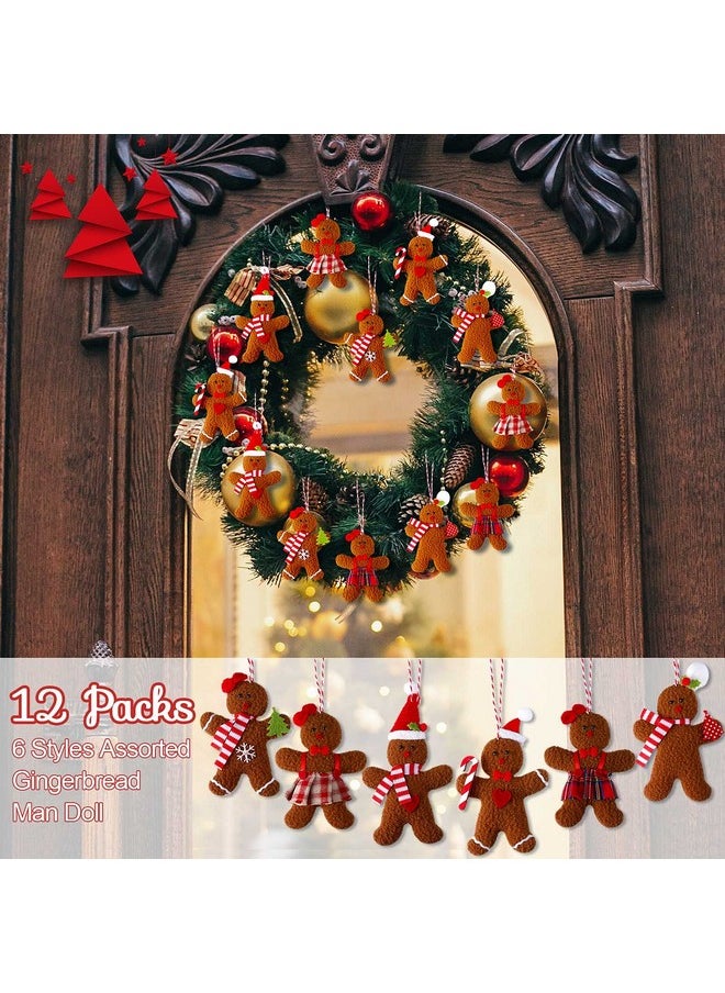Threan Threan 12 Pieces Gingerbread Christmas Decorations Gingerbread Man Christmas Hanging Ornaments Gingerbread Figurines for Christmas Tree Garden Office Coffee Bar, 4.3 Inch  - Image 5