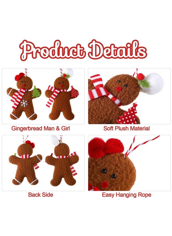 Threan Threan 12 Pieces Gingerbread Christmas Decorations Gingerbread Man Christmas Hanging Ornaments Gingerbread Figurines for Christmas Tree Garden Office Coffee Bar, 4.3 Inch  - Image 3