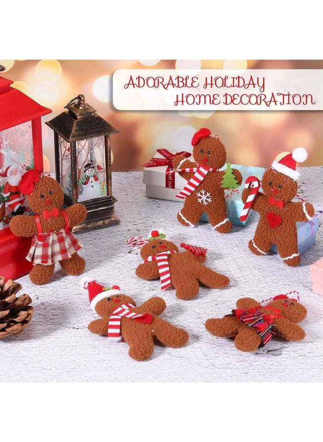 Threan Threan 12 Pieces Gingerbread Christmas Decorations Gingerbread Man Christmas Hanging Ornaments Gingerbread Figurines for Christmas Tree Garden Office Coffee Bar, 4.3 Inch  - Image 4
