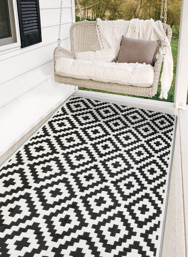 SAND MINE Plastic Straw Reversible Mats (5in x 8in, Black & White Lattice) - Image 1
