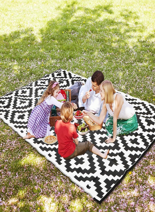 SAND MINE Plastic Straw Reversible Mats (5in x 8in, Black & White Lattice) - Image 5