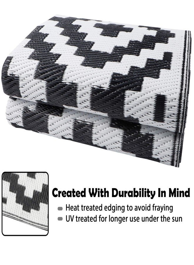 SAND MINE Plastic Straw Reversible Mats (5in x 8in, Black & White Lattice) - Image 4