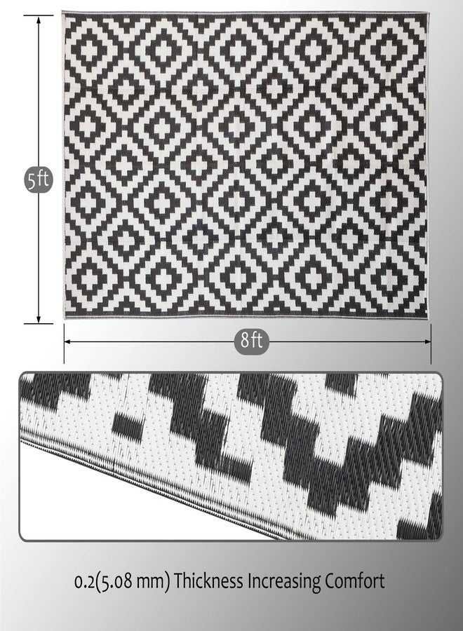 SAND MINE Plastic Straw Reversible Mats (5in x 8in, Black & White Lattice) - Image 3