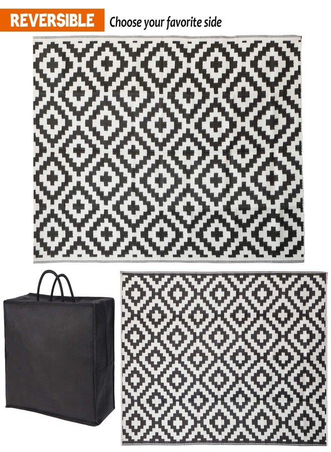 SAND MINE Plastic Straw Reversible Mats (5in x 8in, Black & White Lattice) - Image 2