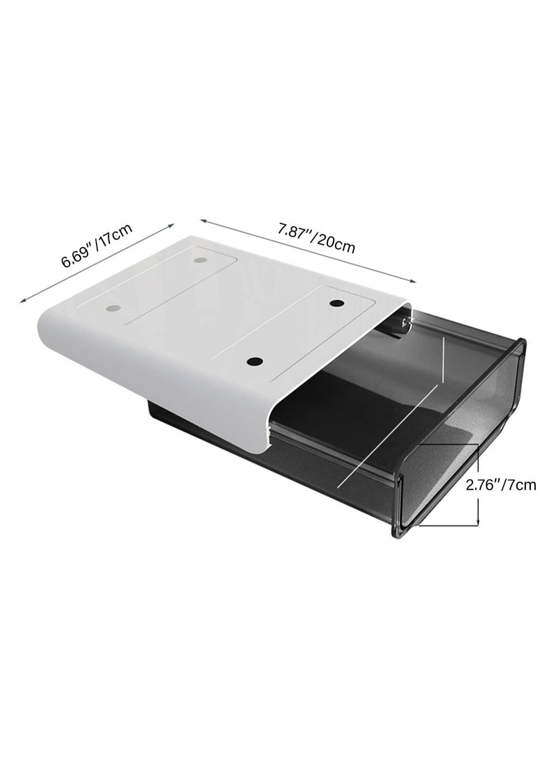 Chabeia 2Pack Self-Adhesive Under Desk Drawer, Hidden Under Desk Storage Drawer Organizer Slide-out Mounted for Home Office School Stationery Storage, No Drilling - Image 2