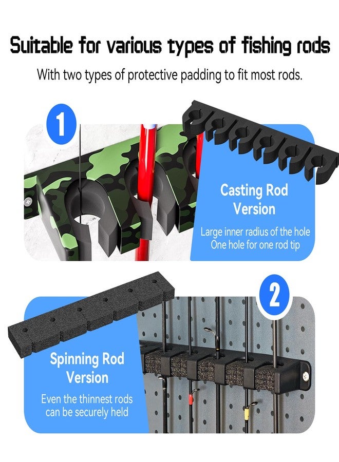 Tcakelox Fishing Rod Holder for Garage Fishing Pole Holders Fishing Rod Rack Vertical Wall-Mounted for Garage Stores 6 Rods or Combos Fits Most Rod Diameters (Vertical Black, 1 Pair) - Image 3