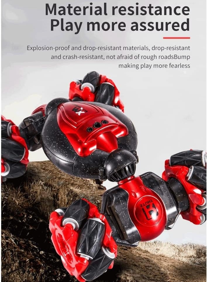 سيارات تحويلية يتم التحكم بها يدويًا 4WD، سيارة تحكم عن بعد 2.4 جيجا هرتز، سيارة استشعار بالإيماءات، سيارة دوارة مزدوجة الجوانب على الطرق الوعرة، سيارة كهربائية قابلة للتحويل 360 درجة عكسية - Image 3