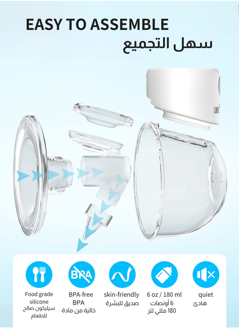 يو إل اتش واي سي - مضخة صدر كهربائية يمكن ارتداؤها، بدون استخدام اليدين ومحمولة، وضعان و9 مستويات للطاقة، غير مؤلمة، منخفضة الضوضاء، شاشة LED، مضادة للتدفق الخلفي، 24 مم - Image 1